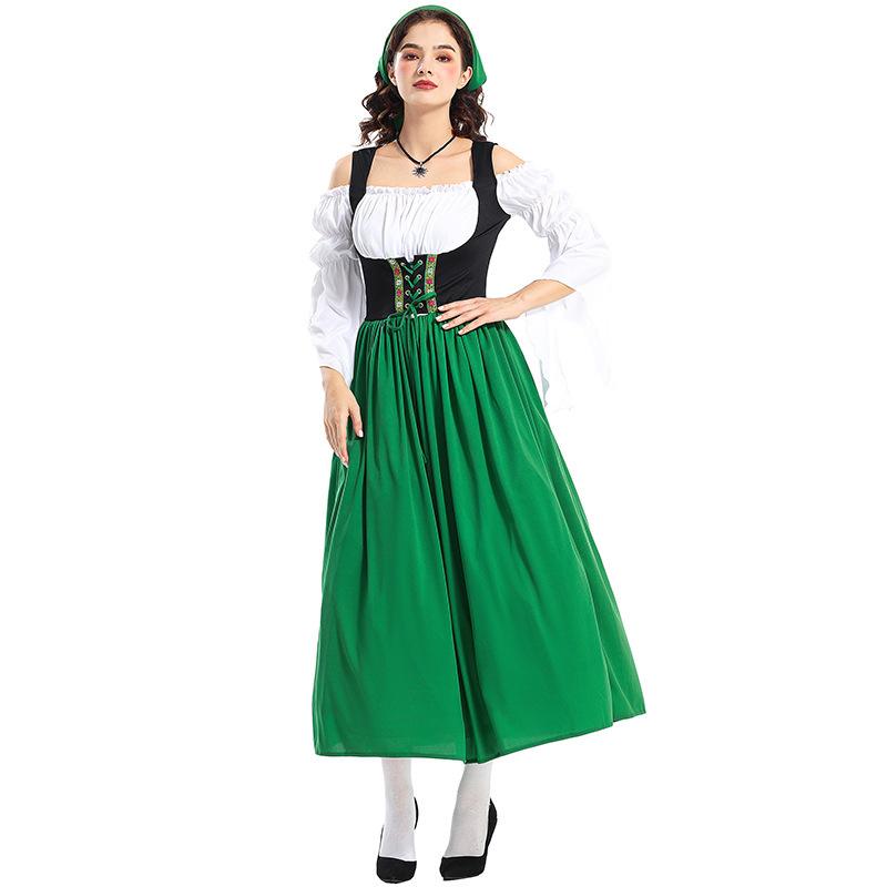 Medieval Farm Maid Outfit Munich Oktoberfest Dress Halloween Parent Child Adult Performance Costume