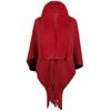 Poncho Châle Cape en Tricot avec Col en Fourrure et Franges pour Femme Vêtement d'Extérieur Chaud