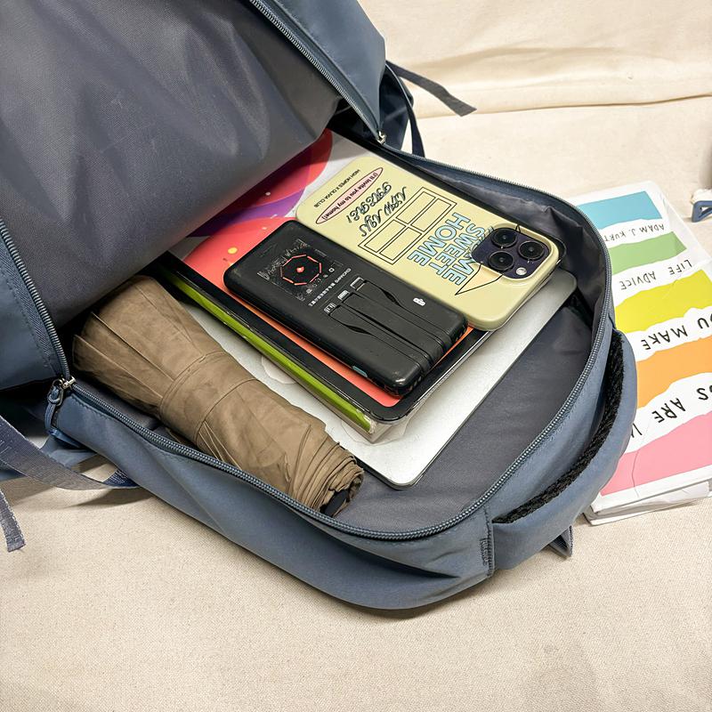 Large Capacity Schoolbag Women's Campus Style Student Solid Color Backpack with Coin Purse