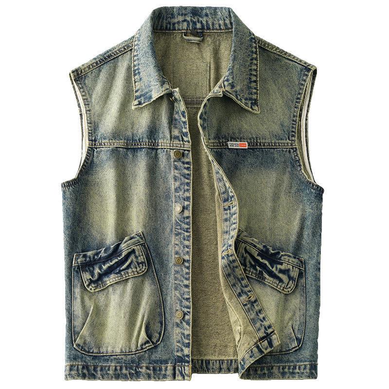 

Женский джинсовый жилет инфлюенсера - 2025 корейский свободный без рукавов весенне-осенний верхняя одежда M