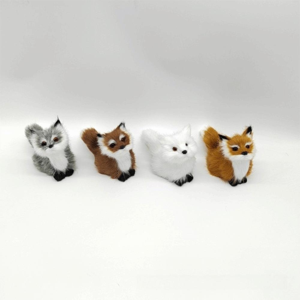 Figurine Peluche Renard Poupée Jouet Mini Renard Accroupi Assis Modèle Peluche Simulation Renard Cadeau d'Anniversaire