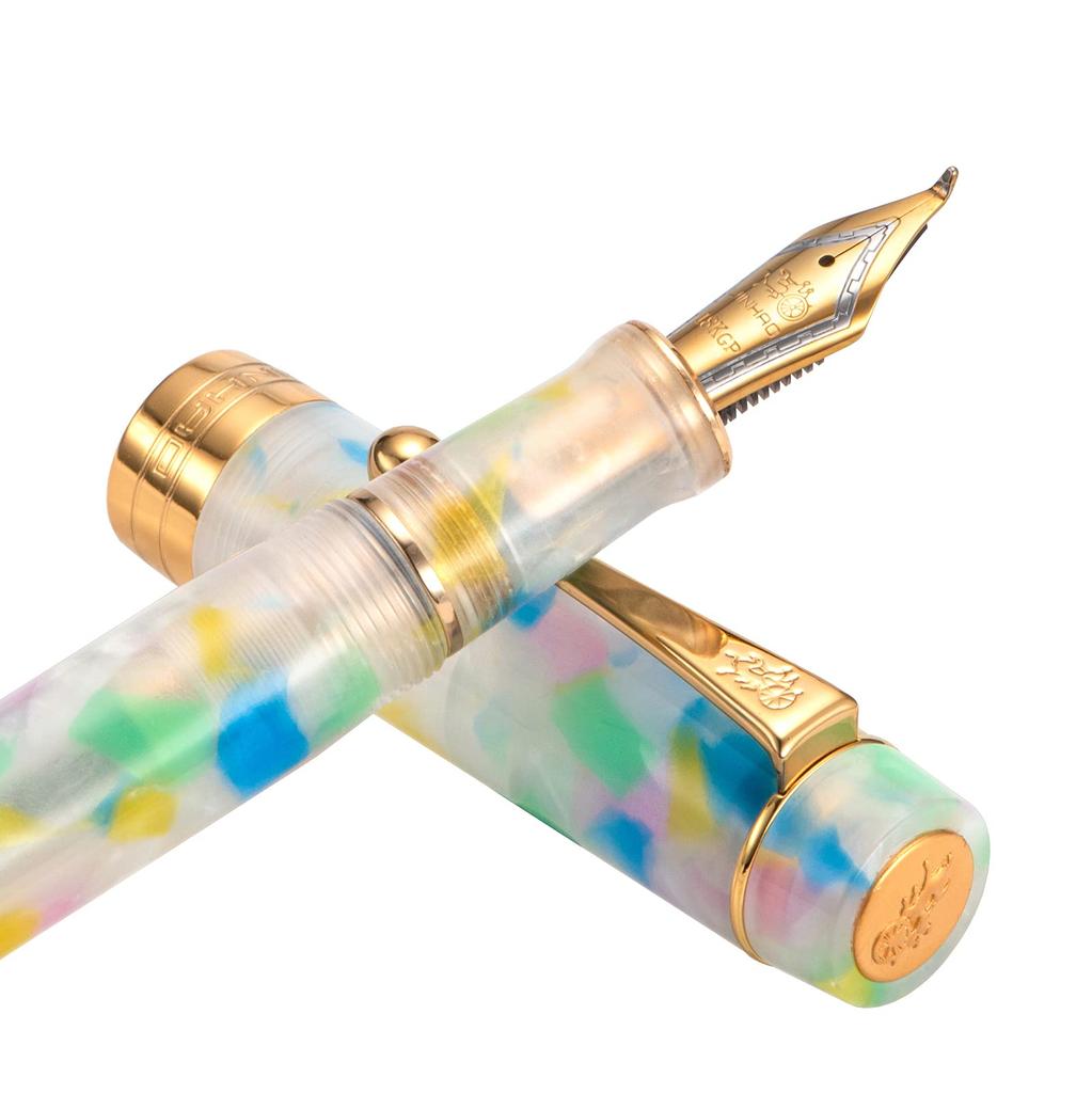 Jinhao 100 קלאסי עט נובע ציפורן מיוחד מכופף קשת מכסה מנוע צלולואיד עט קליגרפיה בסדר עד רחב סט עט נרתיק ציפורן,