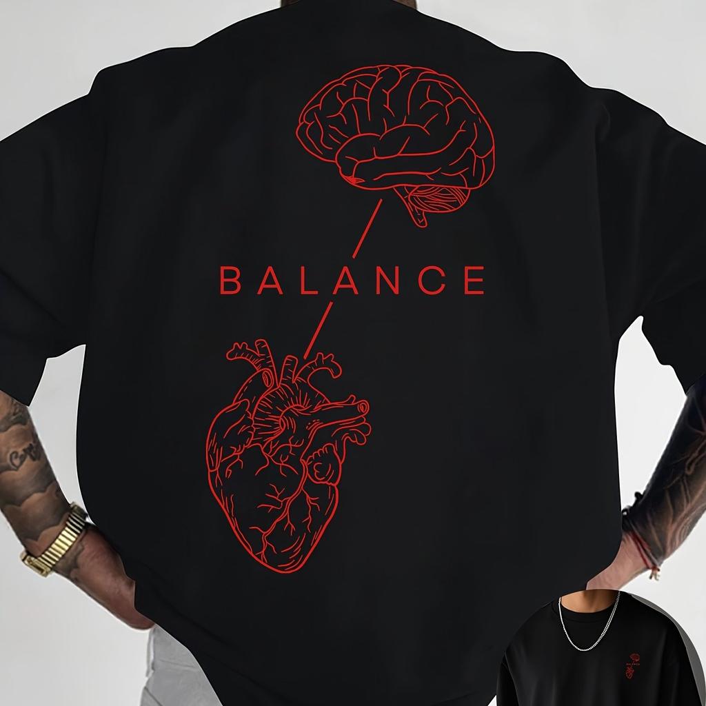 Mens Graphic Print Short Sleeve T Shirt, Streetwear Casual Crew Neck Tops, Oversized Vintage Y2K Tee for Daily Outdoor Casual Wear