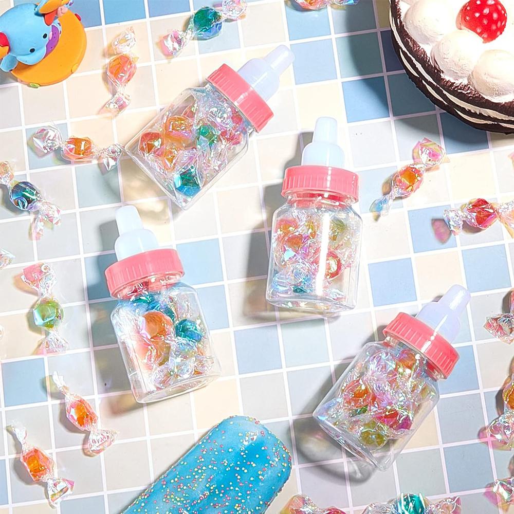 12Pcs Baby Bottle Baby Shower Favor Plastic Candy Bottle Mini Feeding Bottle for Birthday Baby Shower Gift Decor