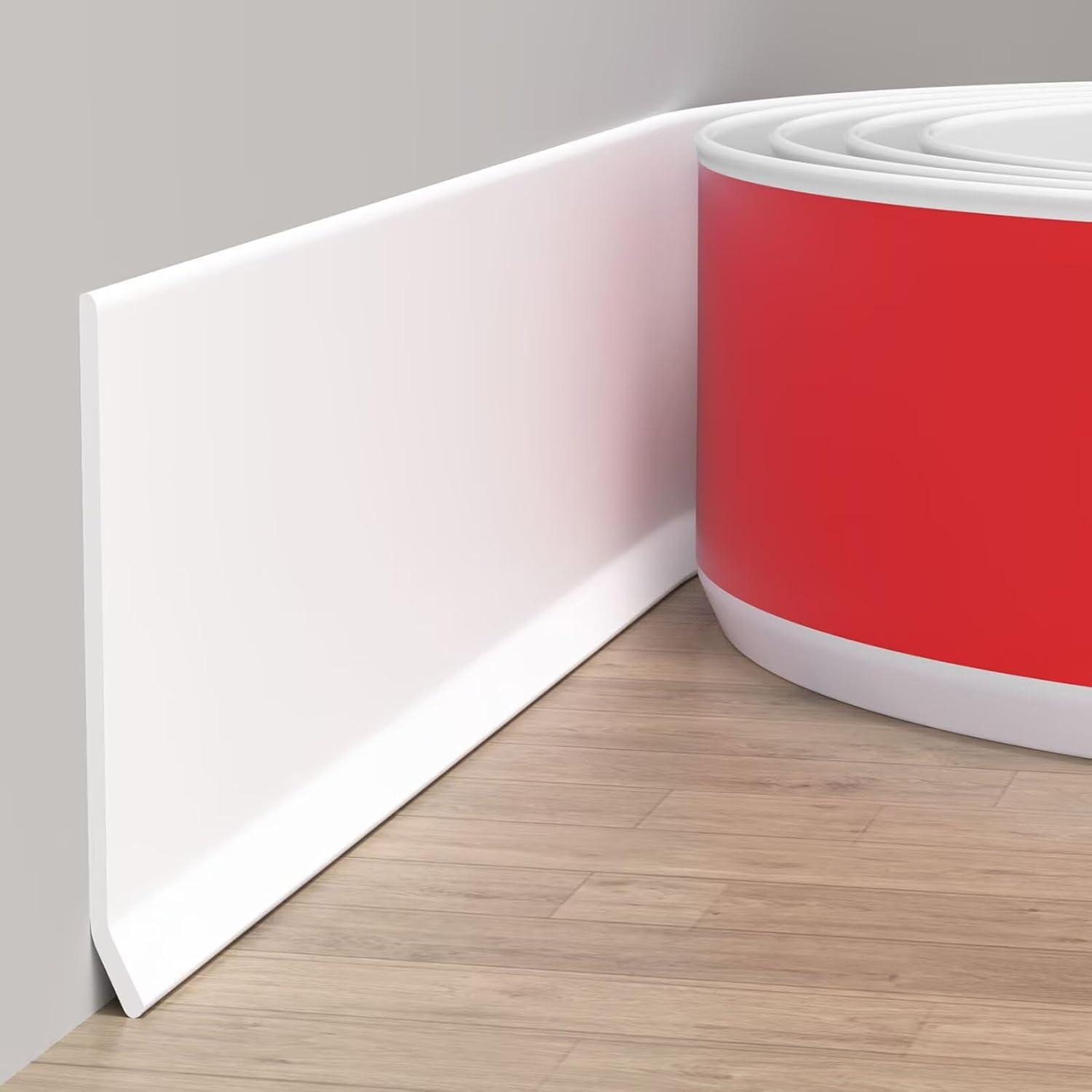 

1PC 1/2/3/5/6M Self-adhesive Rubber Skirting Board Waterproof Wall Sticker Edge Closing Strips Living Room Baseboard Decor 1m білий