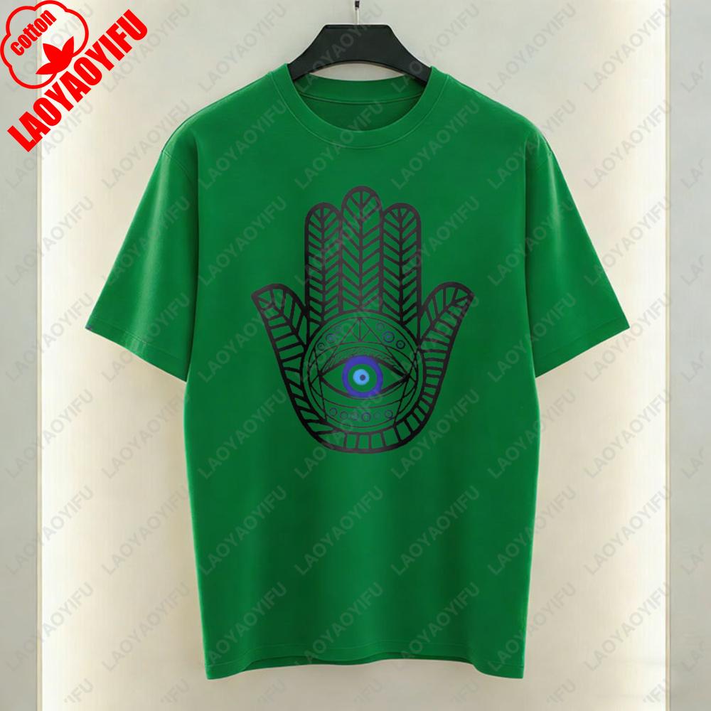 Hamsa Hand Evil Eye Women TShirt Boho Protection Graphic Tops Luck Casual Style Cotton Tee Vintage Classics Clothes for Women