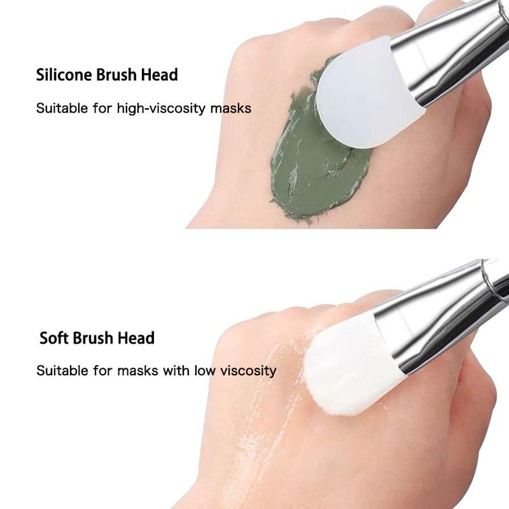 Chrome Handle Double-Ended Face Mask Brush Soft Hair Foundation Applicator  Beauty Tool