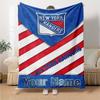 Name Custom New York Rangers Print Flannel Blanket High Quality Warm Comfortable Cover for All Seasons Perfect for Gifts Home Decor