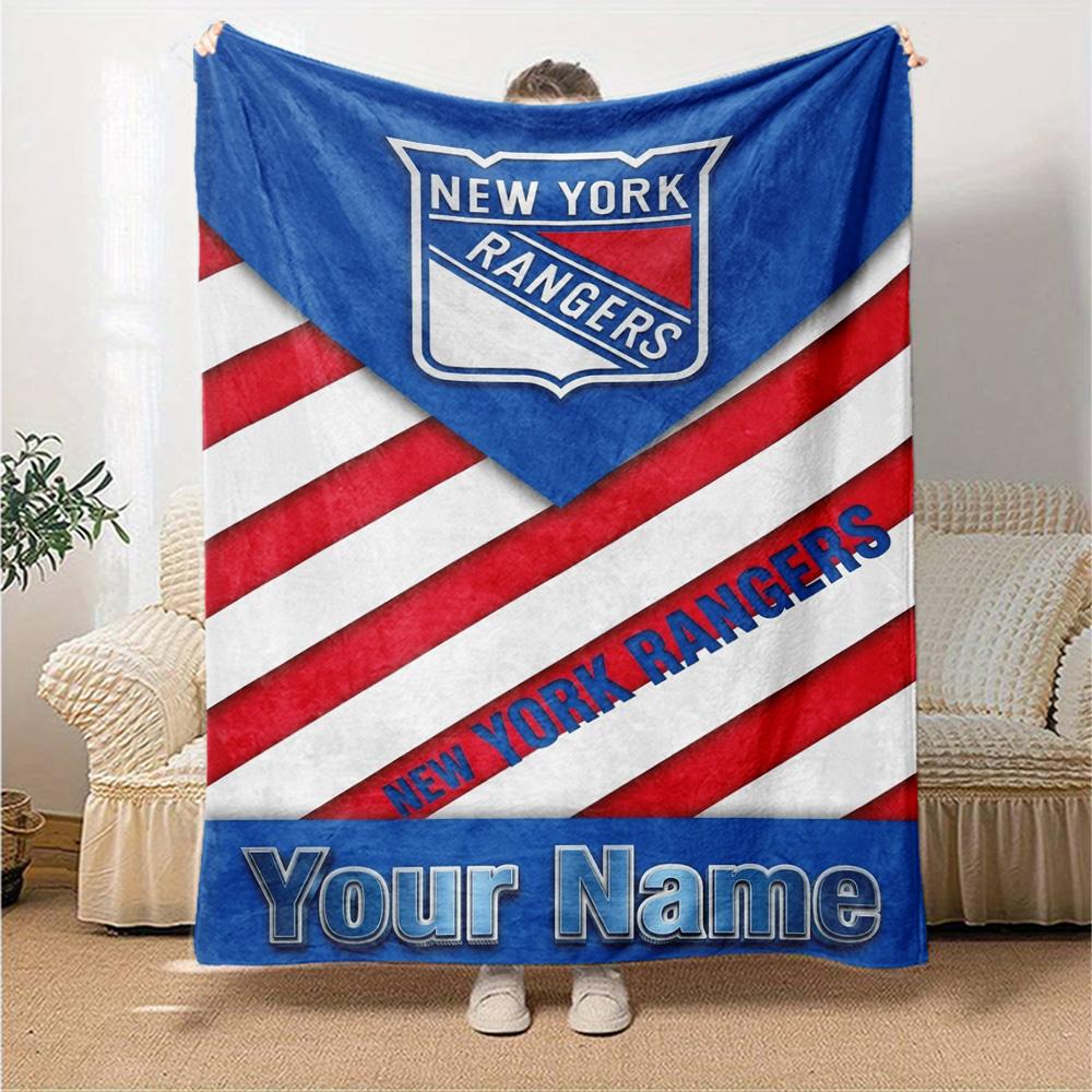 Name Custom New York Rangers Print Flannel Blanket High Quality Warm Comfortable Cover for All Seasons Perfect for Gifts Home Decor