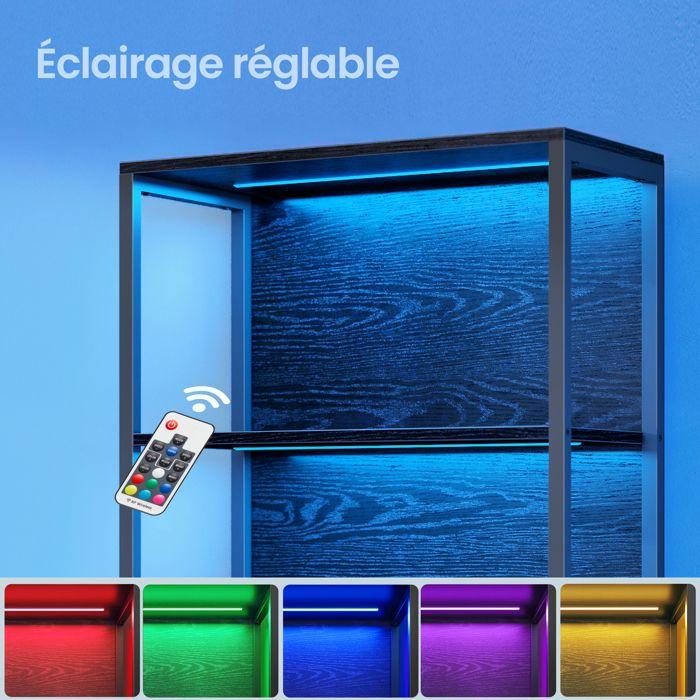 Bibliothèque sur 6 Niveaux, avec LED , Étagère Réglable, Cadre en Acier, pour Salon, Chambre, Bureau, Noir