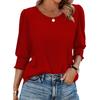 Women's Clothing, Spring, Loose, Casual, Printed, Seven Quarter Sleeves, Round Neck, T-shirt, Top