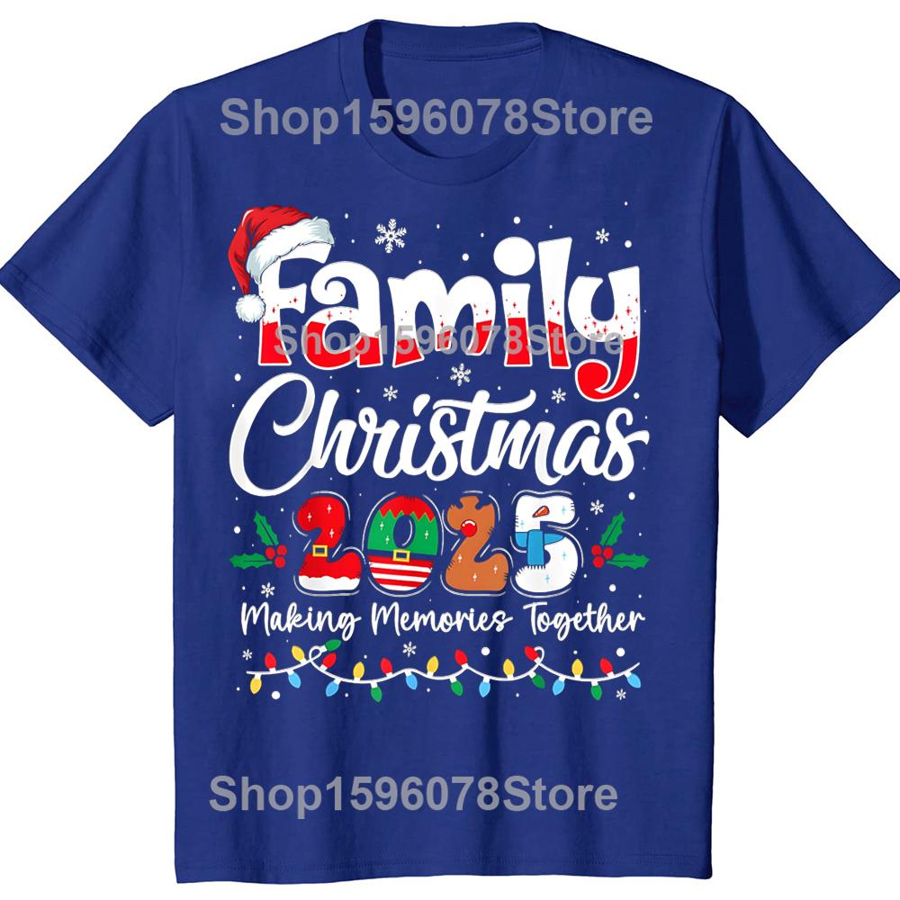 Family Christmas 2025 Matching Xmas Squad Santa T-shirts Men Women's Fashion Casual Tshirt 100% Cotton Loose Oversized