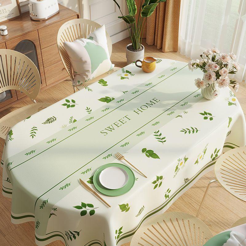 Oval Rectangular Universal Table Waterproof Tablecloth  Green Oil Proof Pvc Table Cover  Dining Table Cover Coffee Shop Decor