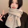 2025 Winter  College Style Imitation Cashmere Scarf Solid Color  Embroidered Bow Couple Scarf