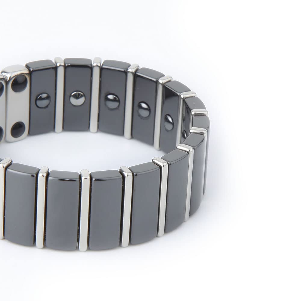 Hachi Ceramic Bangle with Germanium Bracelet for Men and Women, Magnetic Bangle, Anti-Static Bracelet, Health Accessory (18cm, Black)