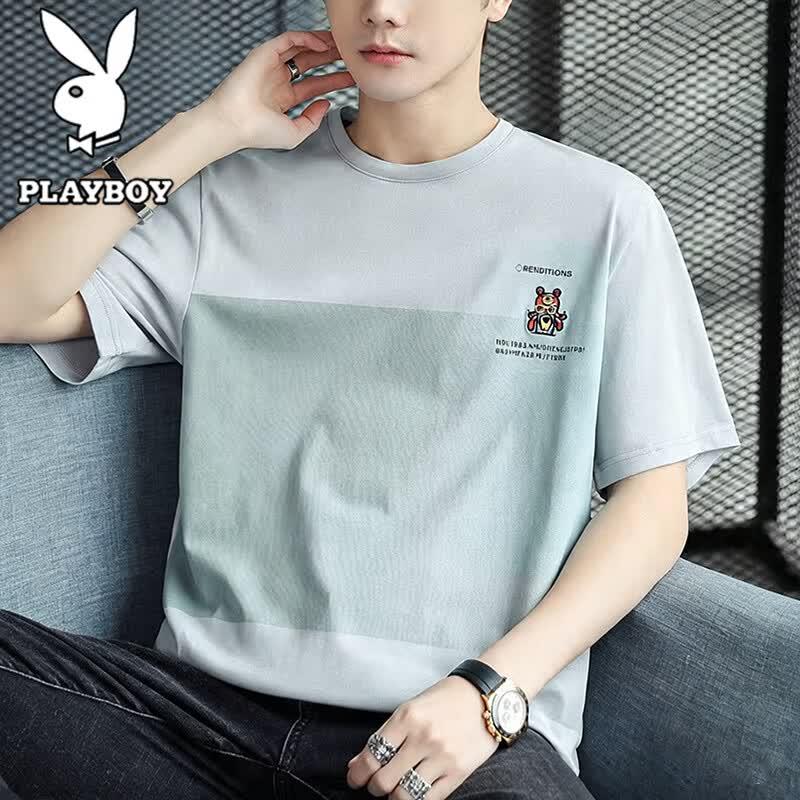 PLAYBOY Men's Summer Round Neck Short Sleeve T-Shirt