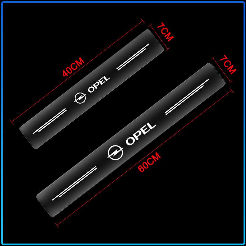 4 Stuks Auto Drempelbeschermer Transparant Decoratief Badge 3D Sticker Voor Opel crosa d astra h insignia astra j zafira b mokkaastra vivaro astra g