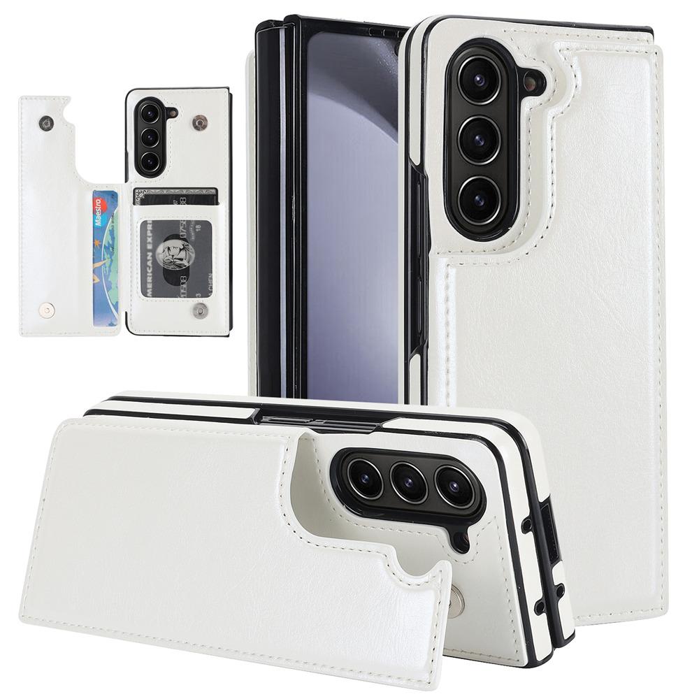 Credit Cards Slot Leather Phone Case For Samsung Galaxy Z Fold 7 Fold 6 5 Fold 4 3 Wallet Kickstand Shockproof Cover