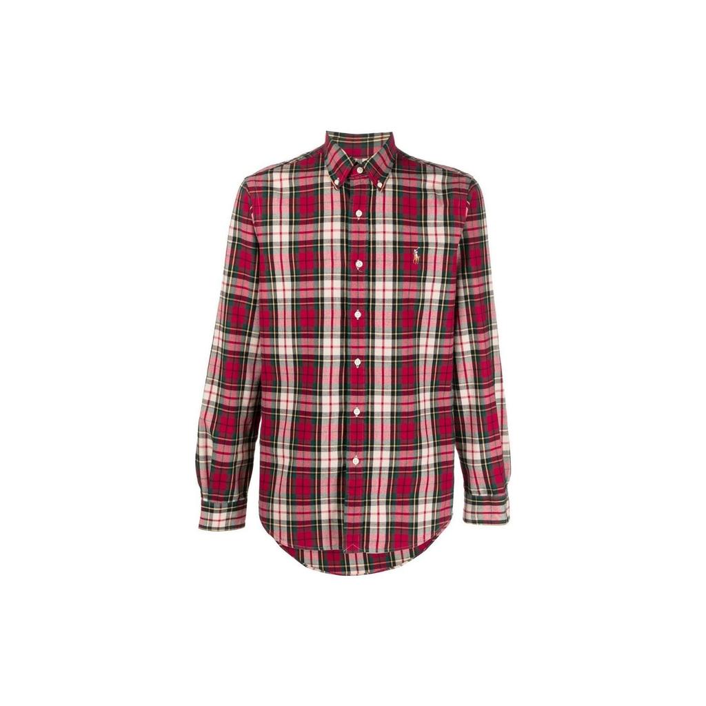 Polo Ralph Lauren FW22 Plaid Collar Long Sleeve Shirt Men shirts Red 710886394-001