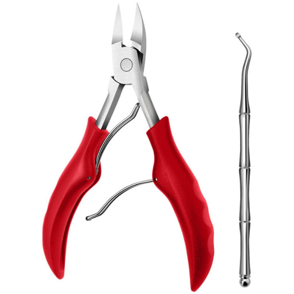 Ingrown Toenail Tool Kit 2pcs/set Stainless Steel and ABS Black Blue Red Optional 13.6*8cm*2cm 65.5g with Nail Groove Pliers Nail Remover for Ingrown