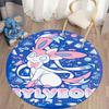 Kawaii Sylveon Theme Round Area Rug Pink Fairy Pattern Circular Rug Kids Girls Bedroom Gamer Room Decor