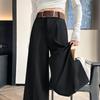 2026 Spring High-Waisted Wide-Leg Washed Cotton Straight Pants for Women, Floor-Length and Slimming