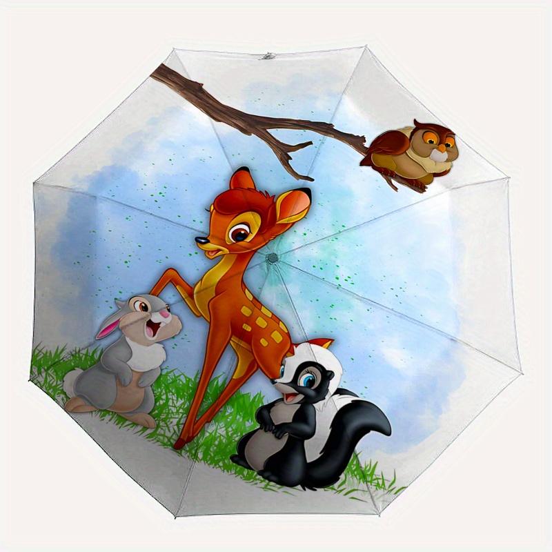 Bambi, Thumper Automatic Opening and Closing Umbrella - 8 Ribs Portable Folding Umbrella with Plastic Handle, Suitable for Leisure and Hallo