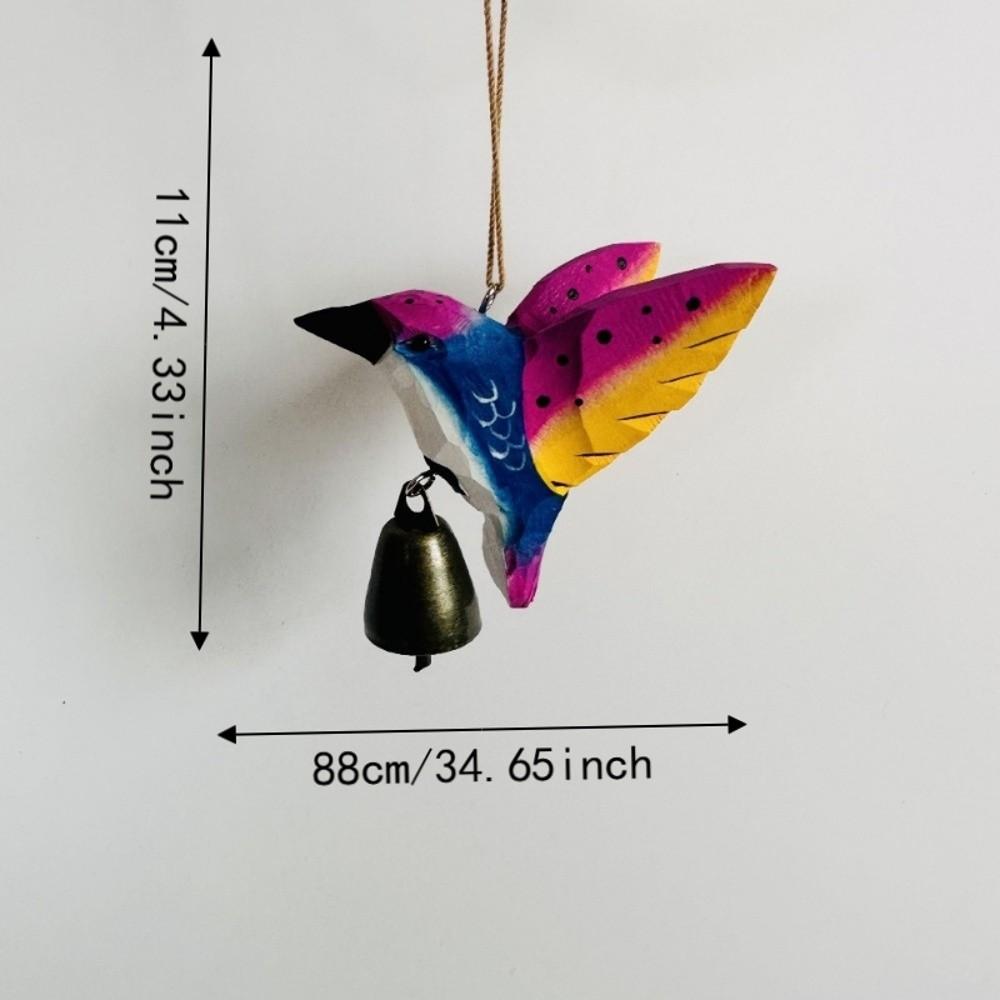 with Bell Hummingbird Wind Chime Hanging Ornaments Home Decor Wooden Wind Chime Cute Wood Grain Bird Sculpture