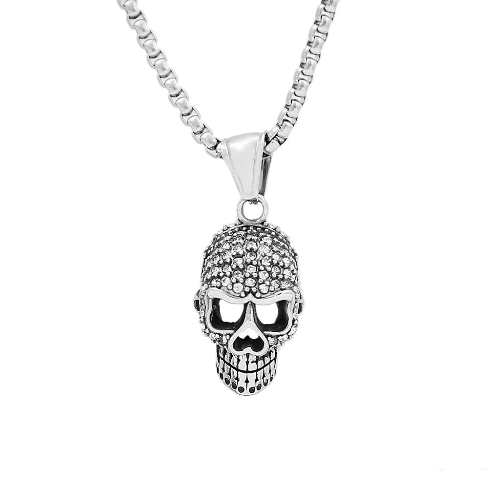 Gotische Hip Hop Totenkopf Anhänger Halsketten Für Männer Edelstahl Punk Mode Skelett Halskette Halloween Schmuck Geschenke Großhandel