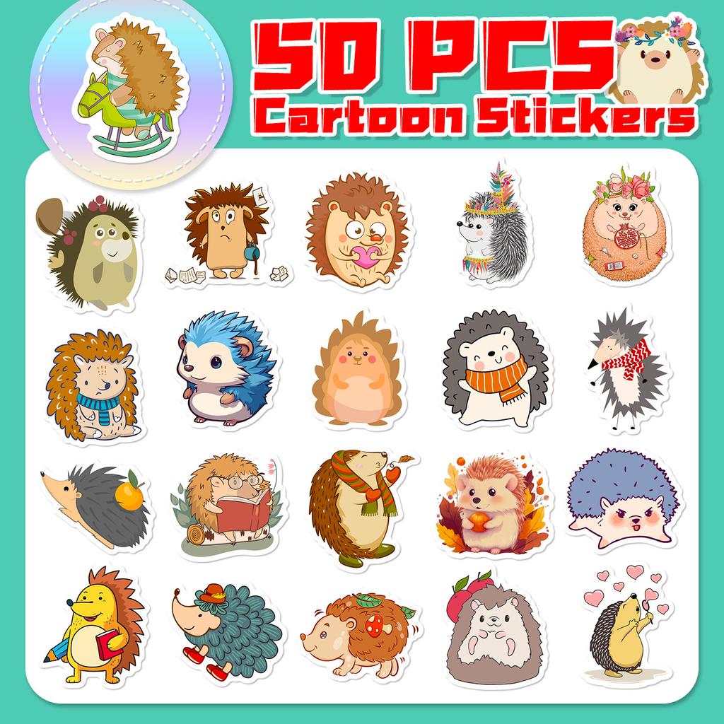 50 Gray Hedgehog Stickers Cartoon Cute Creative Little Animal Hedgehog Stickers Training Class Gifts Gifts