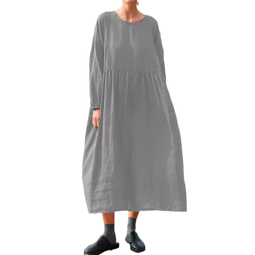 Herbst & Winter Rundhals Langarm Patchwork Kleid