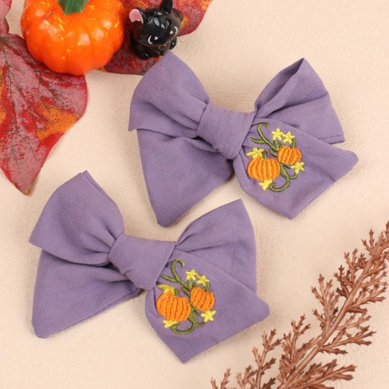 Lovely Toddlers Bowknot Hairclip Fashion Hair Barrettes Halloween Embroidered Hairpins Party Hair Accessory for Girls