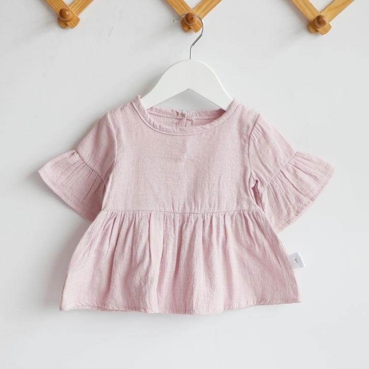 Flaer Sleeve Spring Summer Girls Tops Blouses Cotton Casual Kids Girl Shirts Clothes