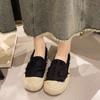 Fisherman Shoes Women's Spring and Autumn 2025 New Soft Flat Bottom Small Fragrant Woolen Woolen Casual Weaving Lazy One Pedal Loafers