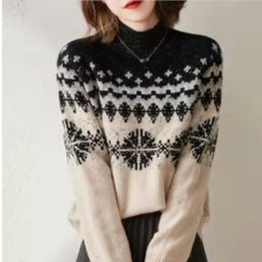 

WTEMPO Женский свитер с длинным рукавом и высоким воротом, трикотаж в стиле ретро для девочек, мягкие и удобные вязаные топы, свитера L