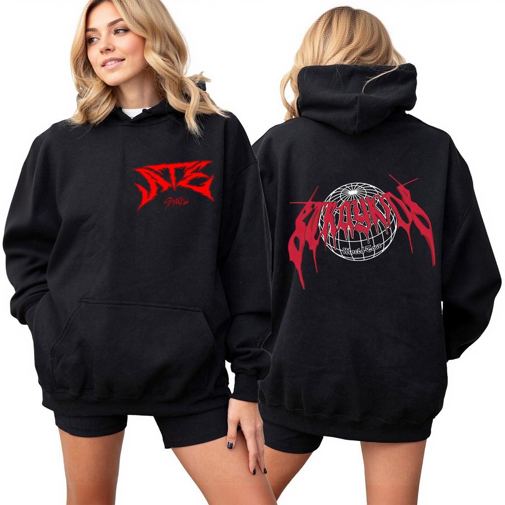 Roupa Casual Feminina da Moda Fato de Treino Top de Manga Comprida Moletom com Capuz Estampado