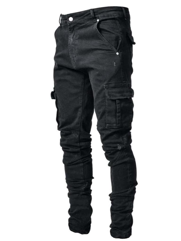 European and American Men's Ripped Badge Skinny Jeans