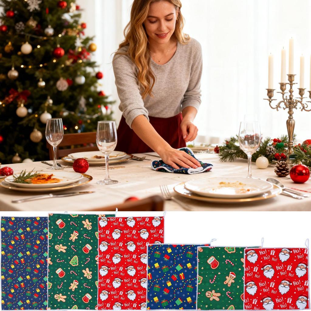 Christmas Dish Towels Santa Claus Gingerbread Men Tree Festive Christmas Hand Towels For Kitchen For Bathroom Farmhouse
