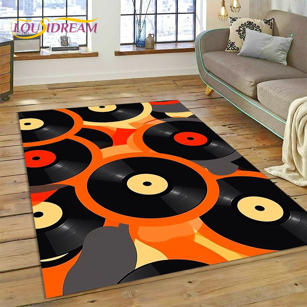 Vinyl Record Music DJ Screen Tape Rug Carpet for Living Room Bedroom Home Decor,Floor Mat Non-slip Decoration for Sofa Doormat