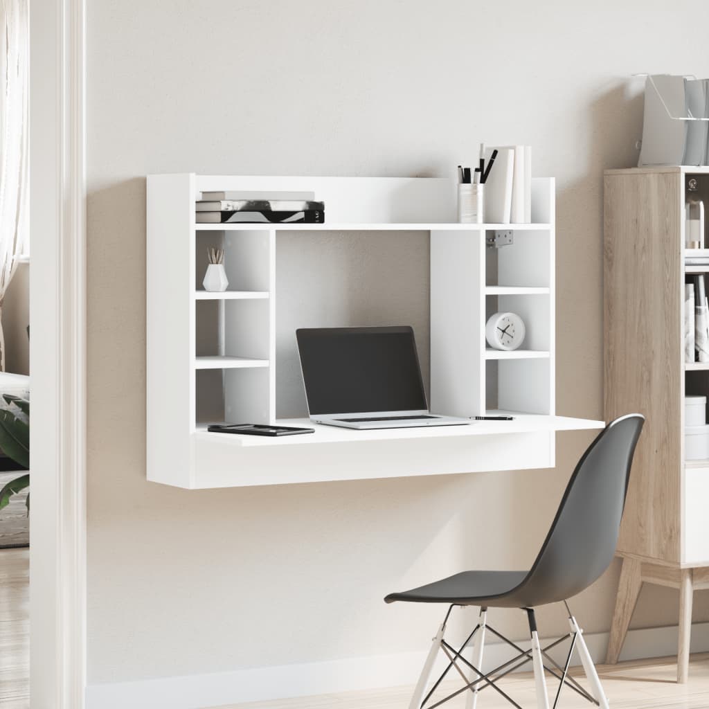 Vidaxl Biurko Wiszące, Białe, 105X48X75 Cm, Materiał Drewnopochodny