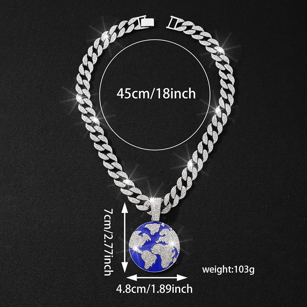 European and American new products drop oil hip-hop planet earth pendant Cuban necklace men's personality environmentally friendly alloy jewelry
