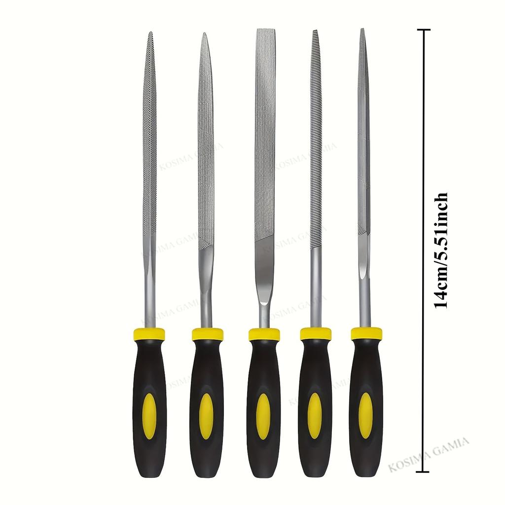 5/6/10Pcs Needle File Set - High-Carbon Steel Files with Non-Slip Ergonomic Handles for Precise Filing on Wood, Plastic, Model
