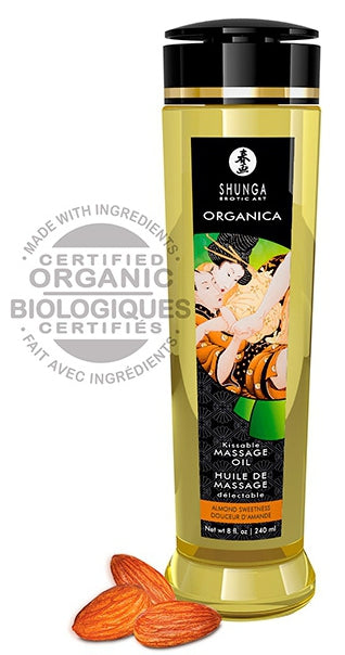 Organic Kissable Massage Oil Sweet Almond 240mL - Shunga - Massage Oil