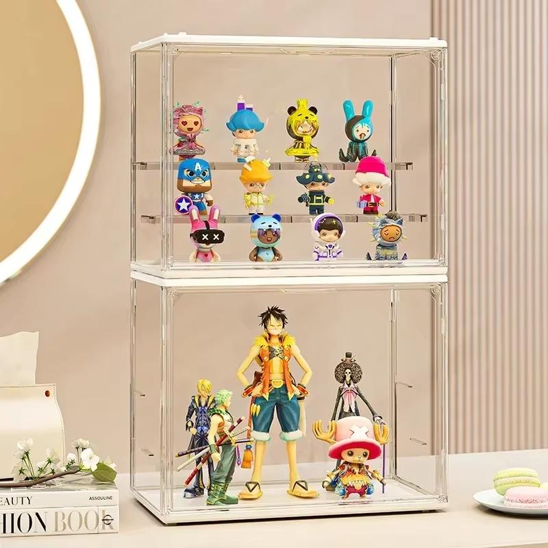 New Acrylic Display Stand Storage Box For Figurines Bubble Mat Transparent Showcase For Collectible Toys And Jewelry Accessories