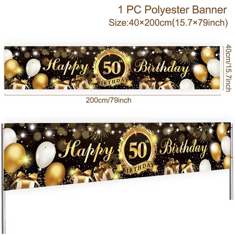 50th Black Gold Birthday Disposable Tableware Paper Plate Towels 50 Birthday Party Decoration 50th Birthday Birthday Anniversary