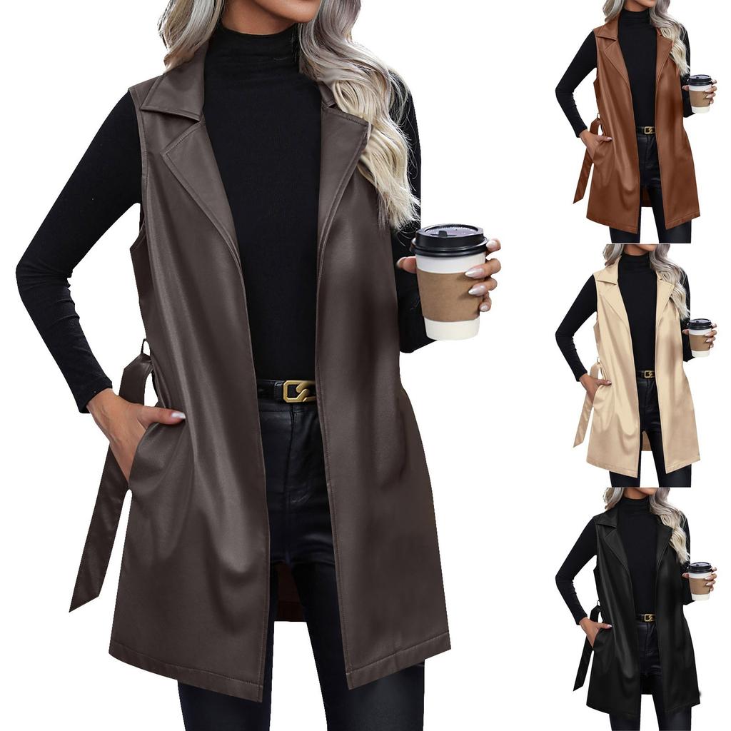 Women's Slim Fitting Jacket Women's Motorcycle Wear, Standing Collar Leather Jacket