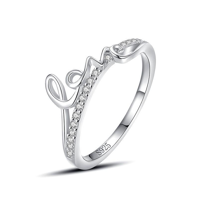 Ada Jewelry Joya Plata 925 Sterling Silver New Rhodium Plated Love Design Rings for Women