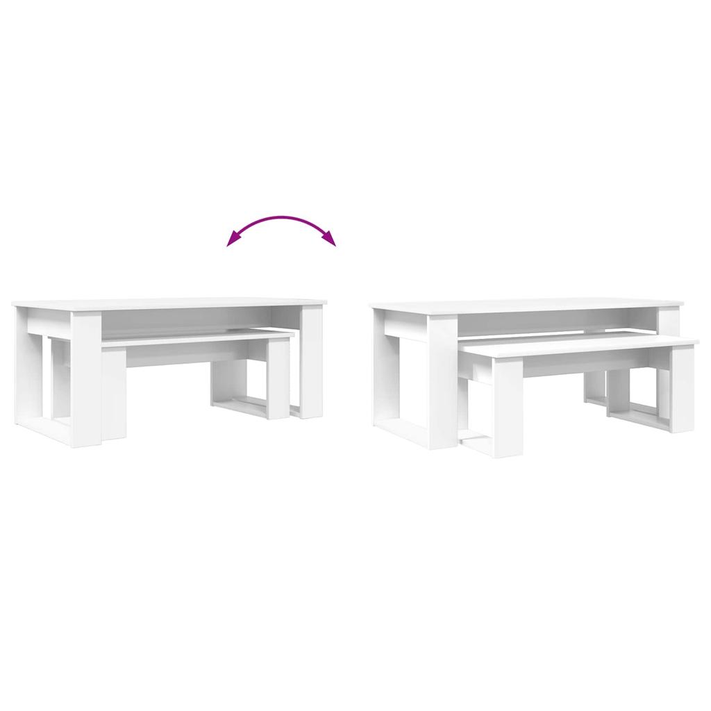 Coffee Table Set 2 Pieces White 100 X 50 X 42 Cm Engineered Wood