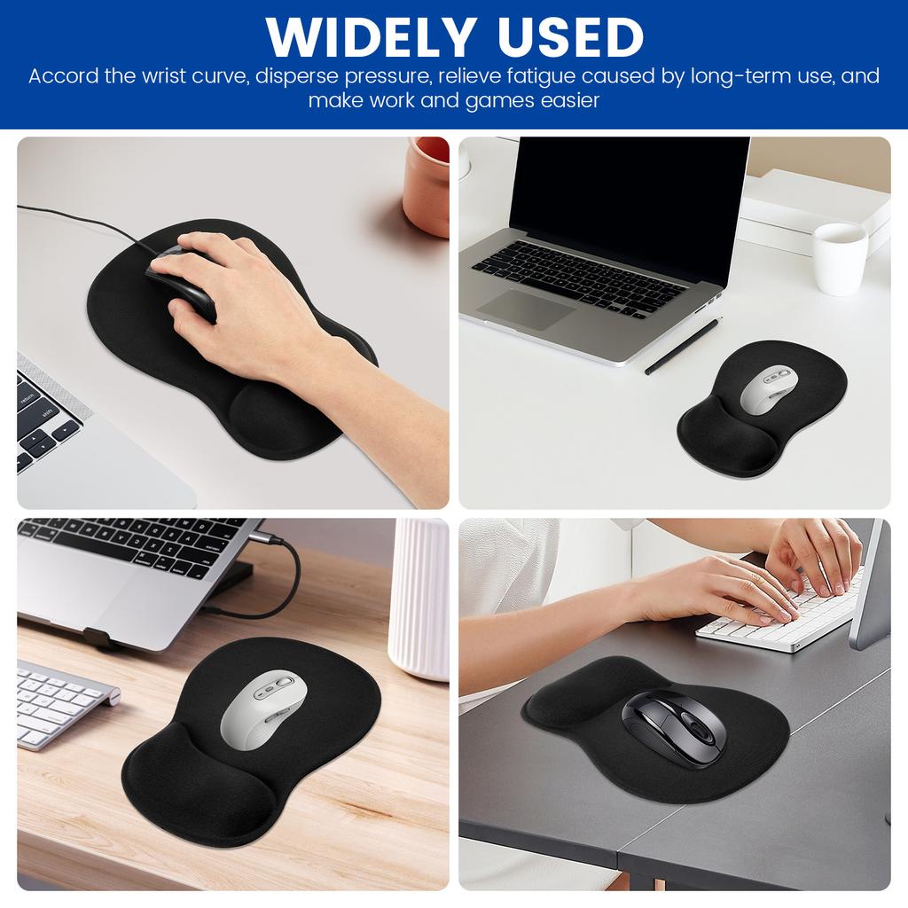 1/4 Pcs Ergonomic Mouse Pad Non-Slip Base Supportive Mouse Pads with Concave Gel Wrist Pads for Laptop Computer Office Accessory