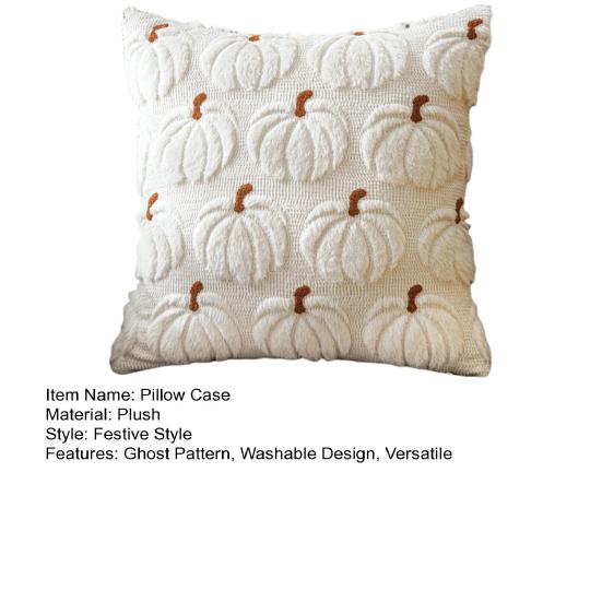 Decorative Pillow Case Embroidery Maple Leaves Pumpkin Pattern Pillow Cover Removable
